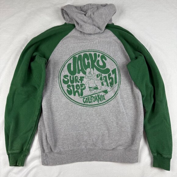 Jack's Surf Shop Gray and Green Graphic Hoodie Size M - Picture 4 of 4